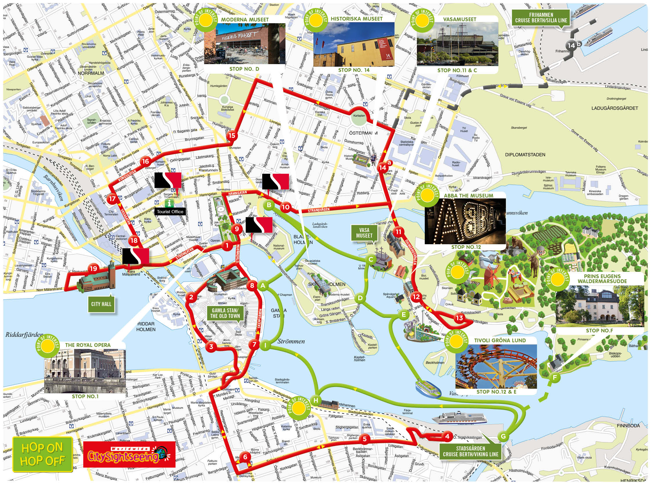 Stockholm Hop On Hop Off Bus Map